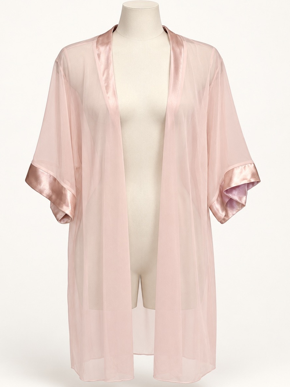 JANE WOOLRICH Made in England Open-Front Chiffon Dressing Gown Kimono Robe